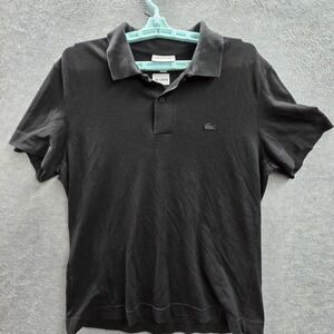 Lacoste Men Polo US L‎ (FR 5) Black Embroidered Logo Slim Short Sleeve